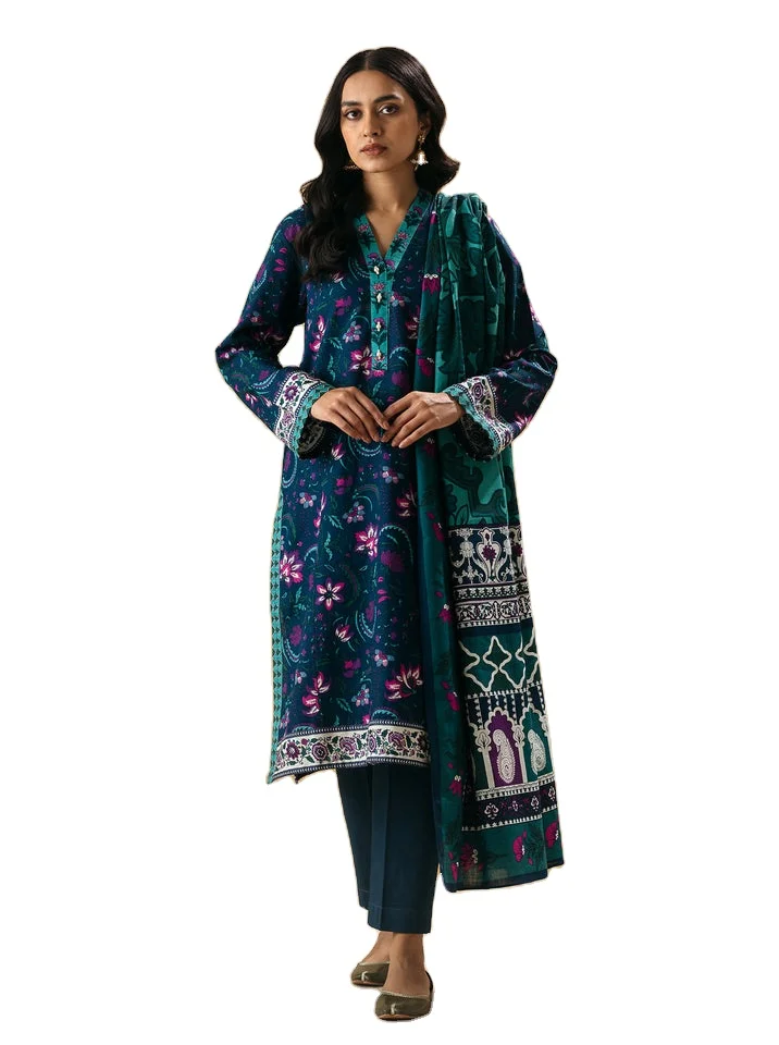 Wholesale New Arrival Pakistani ladies  winter stitched collection three piece wear customized color size best stitching Quality