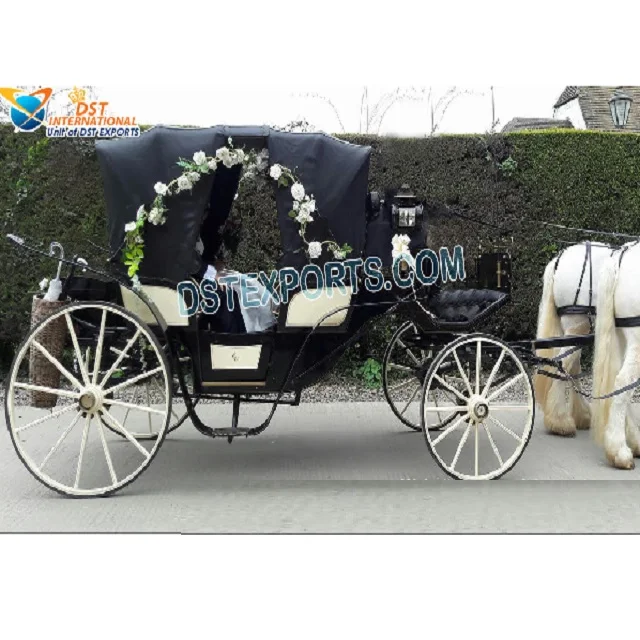 Touring Horse Drawn Carriages with Double Hood English Touring Black Horse Carriage With Hood Horse Drawn Carriages Manufacturer