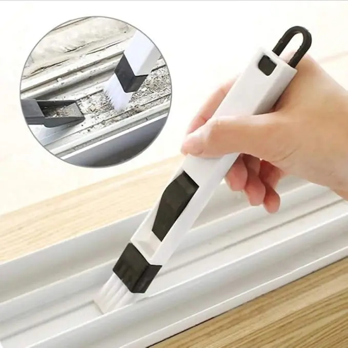 2-in-1 Household Cleaning Tools with Handled Brush Durable Silicone Plastic Nylon Bristle for Office Cleaning Keyboard Usage