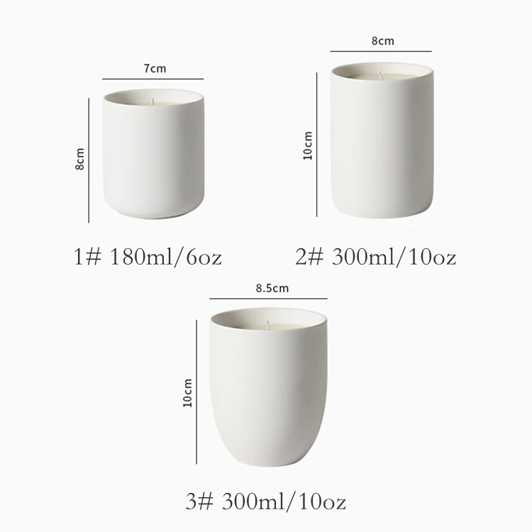 Wholesale Custom 10oz Empty Scented Nordic Matte White Ceramic Candle Jars for Candle Making