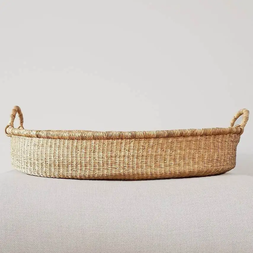 Rattan natural wicker baby basket kids crib hand weaving customizable pattern seagrass straw change moses baskets