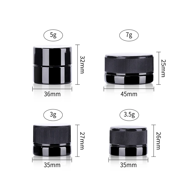 Cheap Price Dark violet airtight 3ml 5ml 7ml 9ml small glass jars with lid child proof black glass jar UV resistant glass jar
