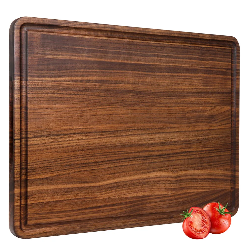 China Factory Wholesale Small Large Sizes Walnut Wooden Cutting Chopping Board Butcher Block Charcuterie Board with Juice Groove