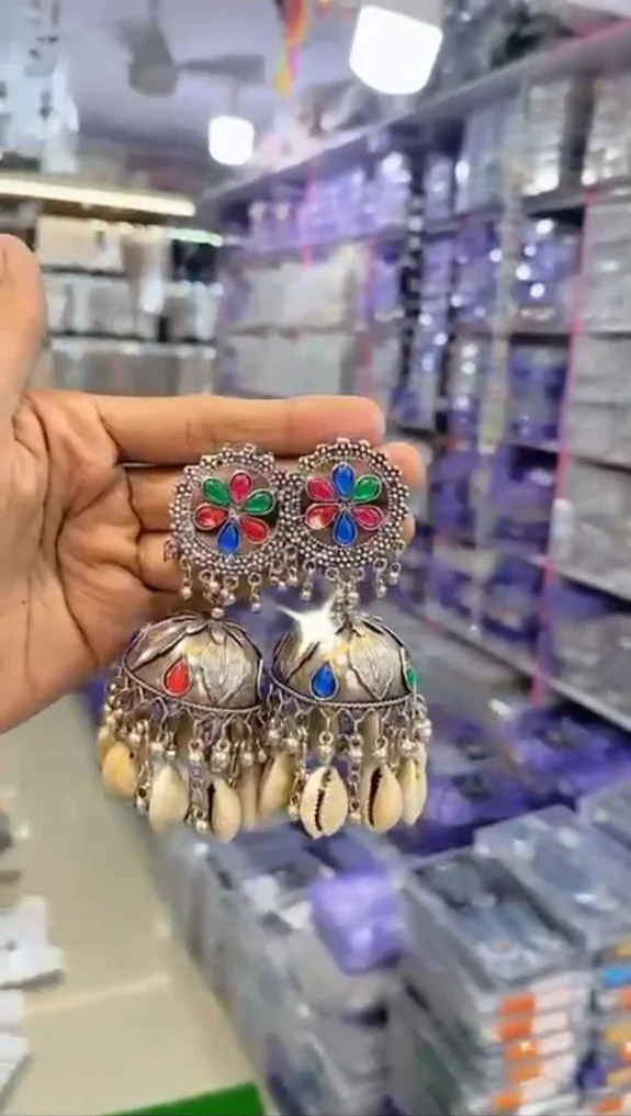new arrival oxidised navratri collection long earring black polish earring in lowest price oxidised earring indian style jumkha