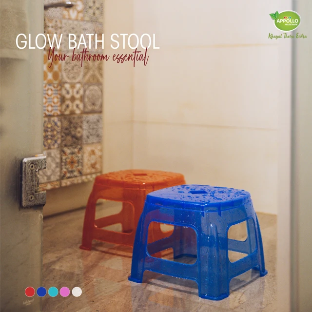 Glow Bath Stool Shower Stool Chair Toilet Step Stool Compact Size