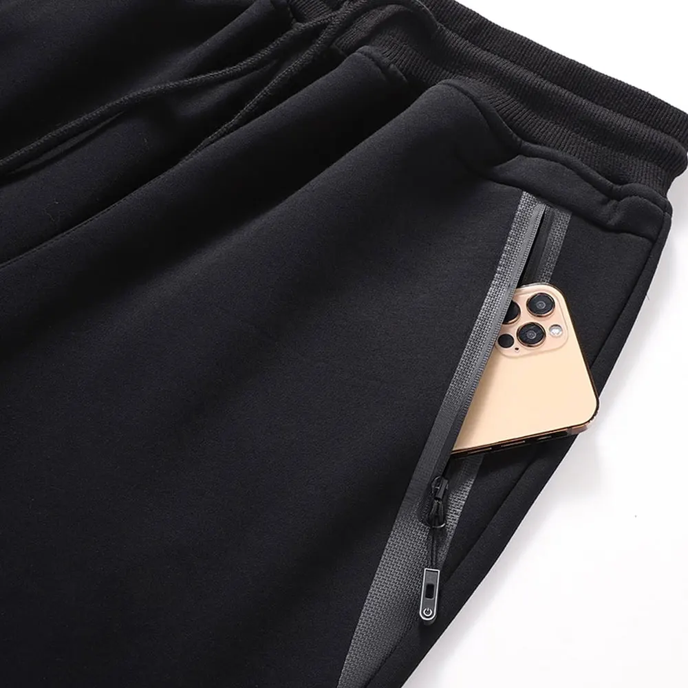 Winter Zip Pockets Thick Warm Fleece Sweatpants Men Joggers Sportswear Casual Track Pants Male Plus Size Thermal Trousers 8XL