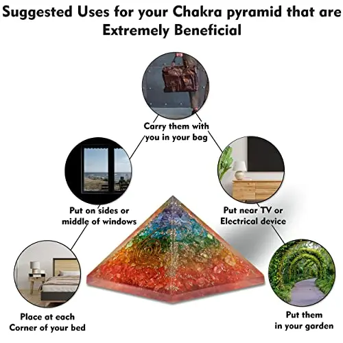 STONE MANTRA Best Quality Seven Chakra Orgonite Pyramid EMF Protection For Home Decor | Healing | Vaastu | Meditation
