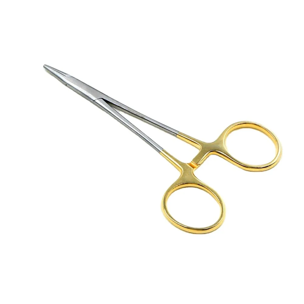 Stainless Steel Clamps Ophthalmic Needle Forceps Needle Holder with Gold Handle