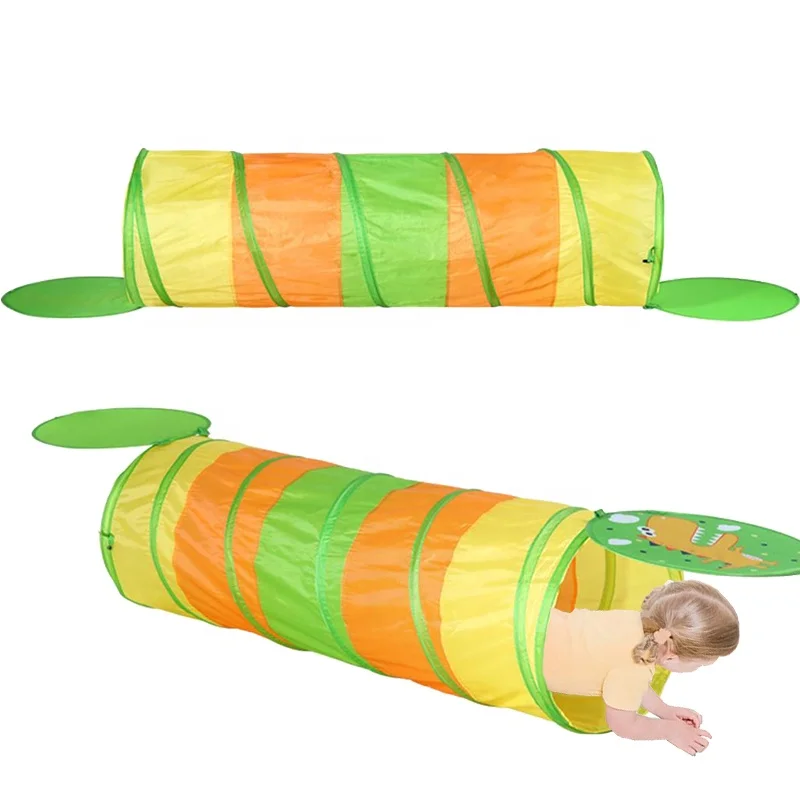 OEM design dinosaur kids play tunnel with carry bag pop up tunnel use indoor outdoor collapsible play tunnel gift for kids