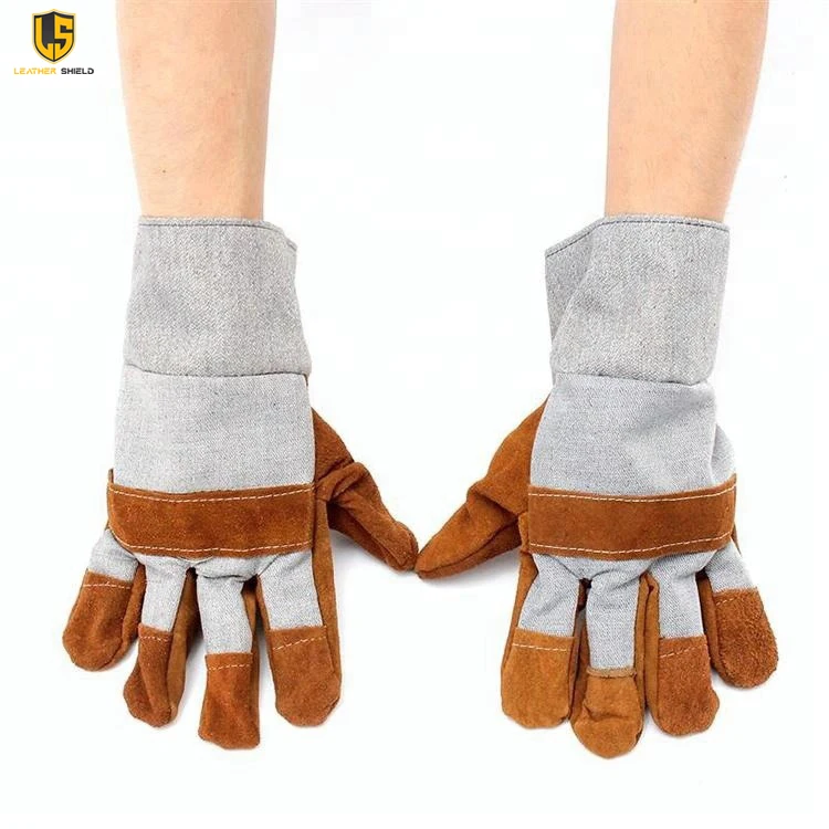 Short Cow Split Cheap Leather Hand Gloves for Construction Work High Quality Working Gloves