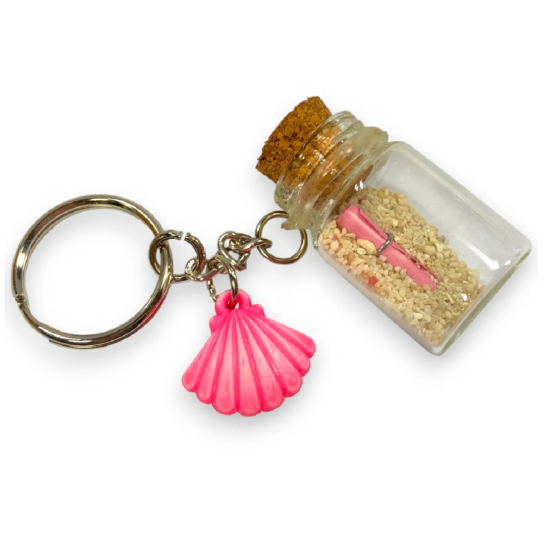 Souvenir Giveaways Bottle Sand Keychain with Neon Colored Sand Bag Pack School Bag Keychain