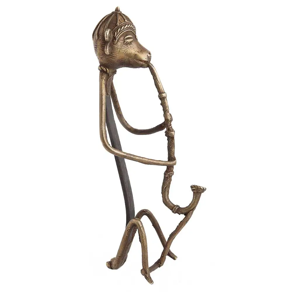 Handmade Indian Brass Antique Bronze Tribal Musician Sculptures Figurine Statue Home Decor Gift Items Size: 20 x 5 cm SNS-938