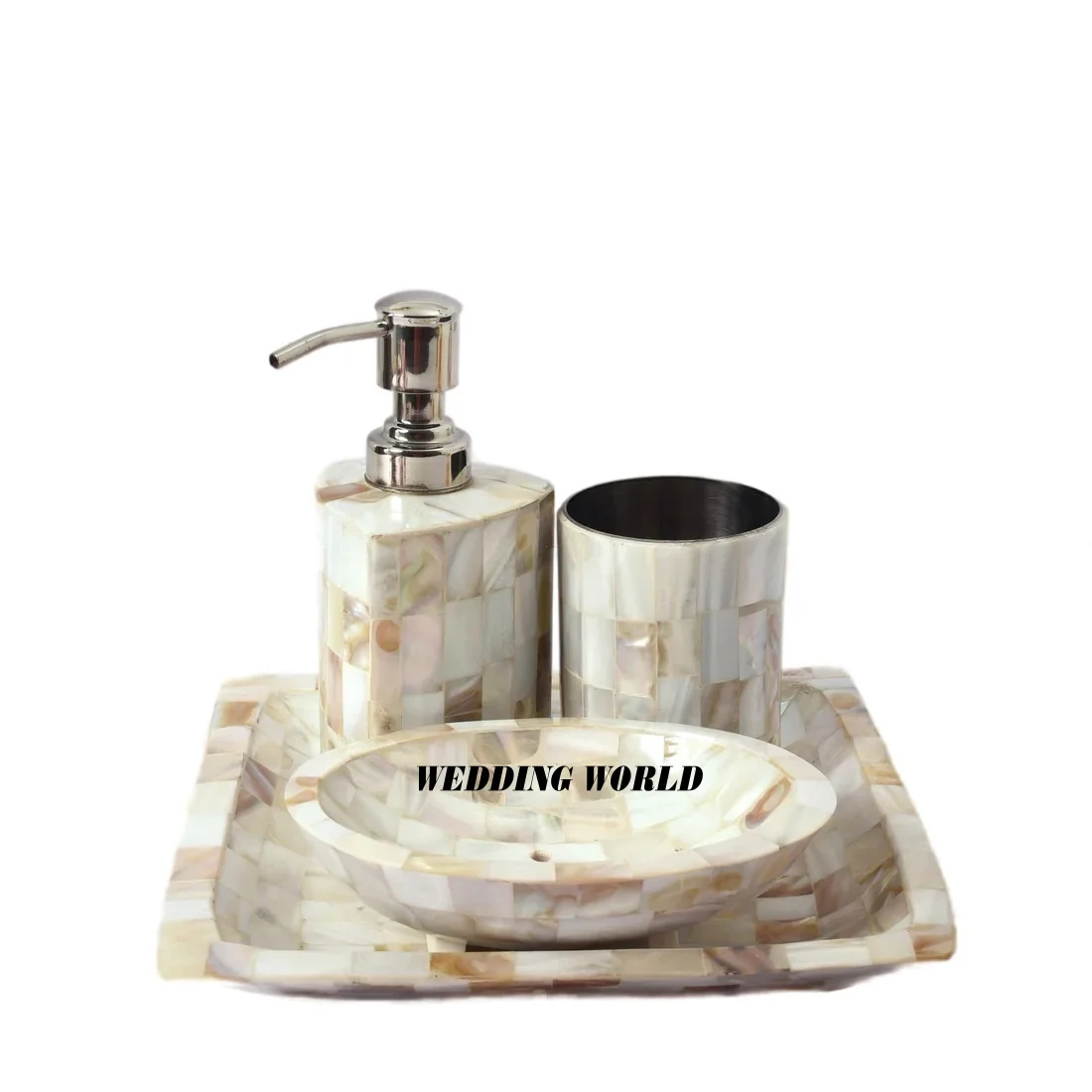 Stainless Steel Flower Design Bathroom Set Shiny Polished Wholesale bathroom Accessories High Quality Luxury Metal Bathroom Set