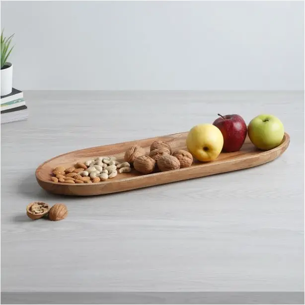 Modern Wood Serving Leaf Platter For Serving Salad Desert Fruits Food Chips And Dip Platter For Home Restaurants Hotels Bar 2024