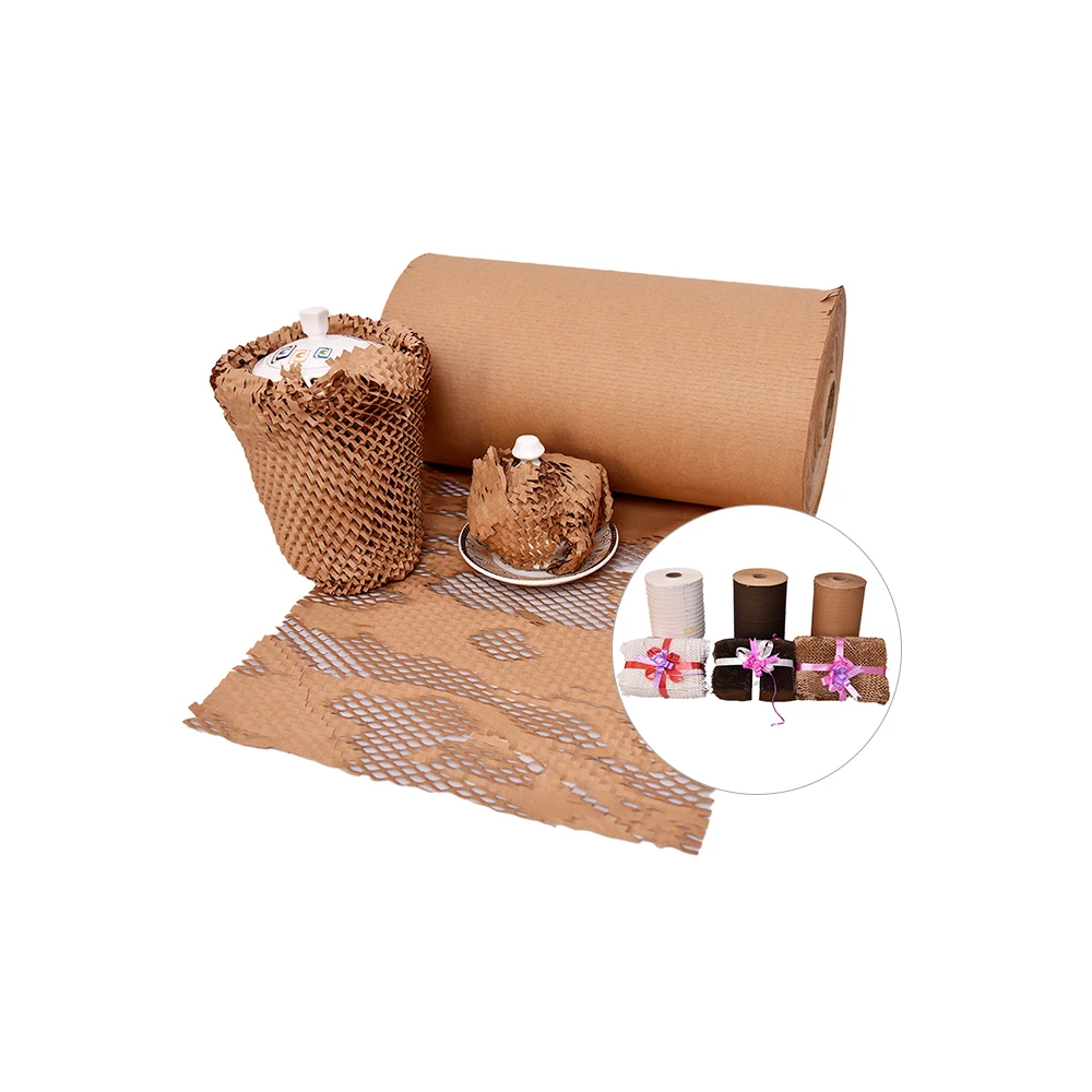 New Honeycomb Wrap Paper Eco-Friendly Kraft Perforated Packing Roll Biodegradable Fully Recyclable For Multipurpose Use