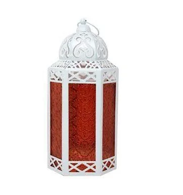 Iron & glass etching candle lantern classic design white powder coated metal candle holders ideal size home decor