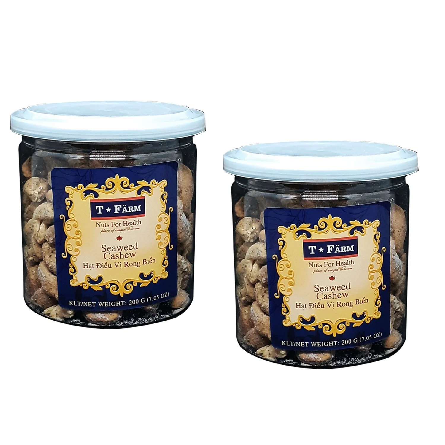 Delicious Wholesale COMMON Baked Dried T Farm Manufacturer Cashew Nuts Dried SEAWEED CASHEW T-FARM JAR 200GR From Vietnam