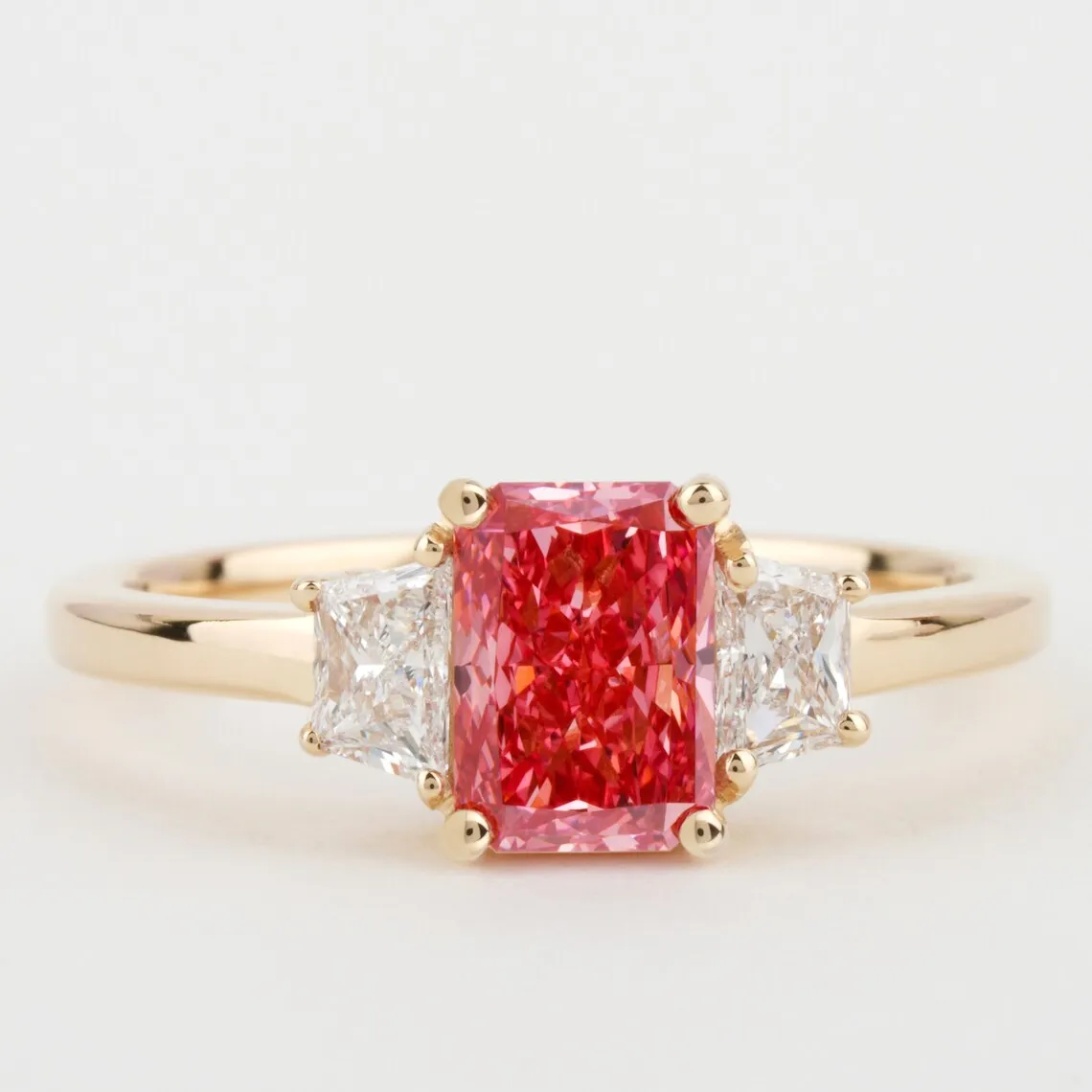 1.40 TCW Pink Colored Radiant Cut Lab Grown Diamond Ring CVD Colored Diamond Ring For Perfect Birthday Gift Anniversary Gift Her