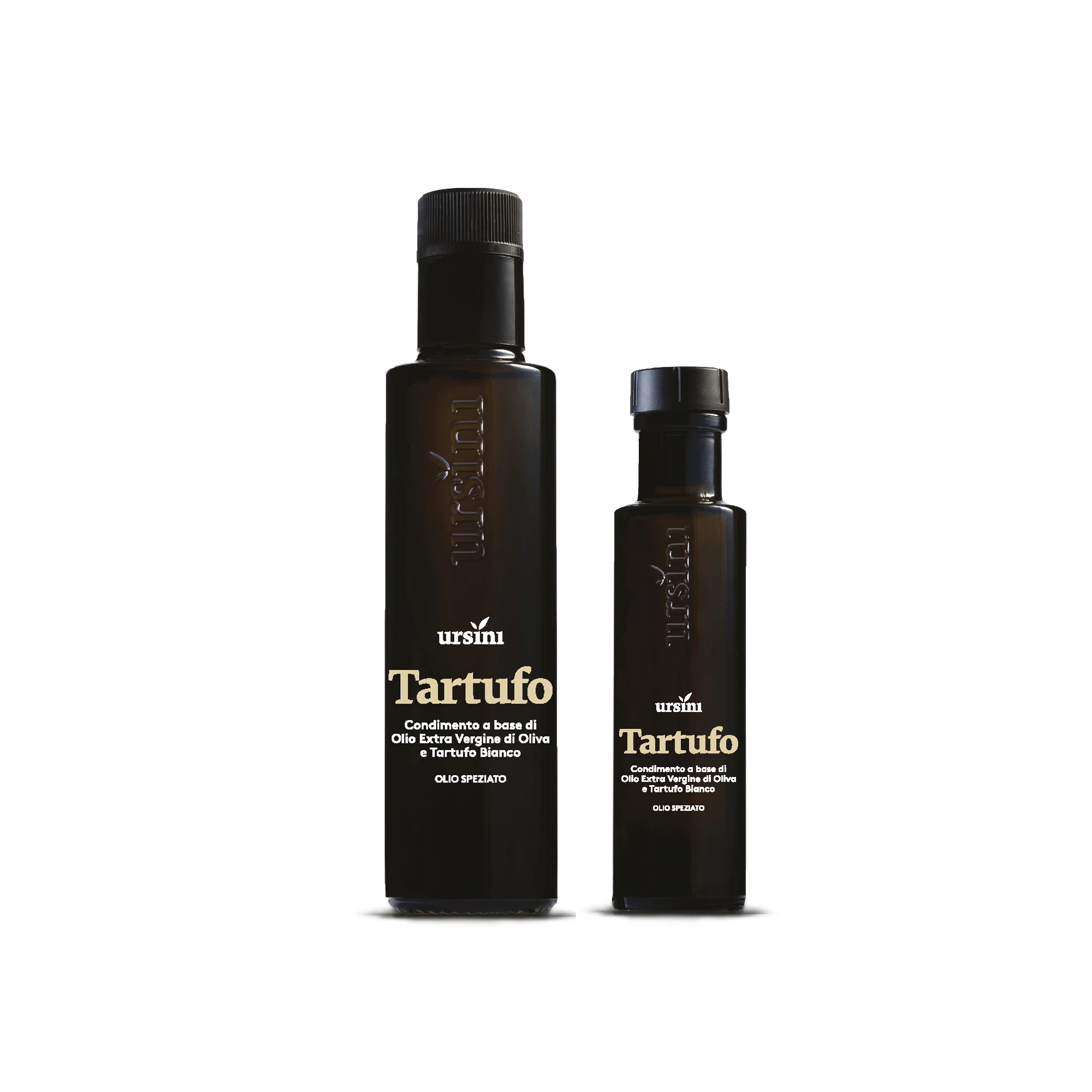 Ursini Couple Italian Extra virgin olive oil with White Truffle 100 ml and 250 ml glass bottle for retail