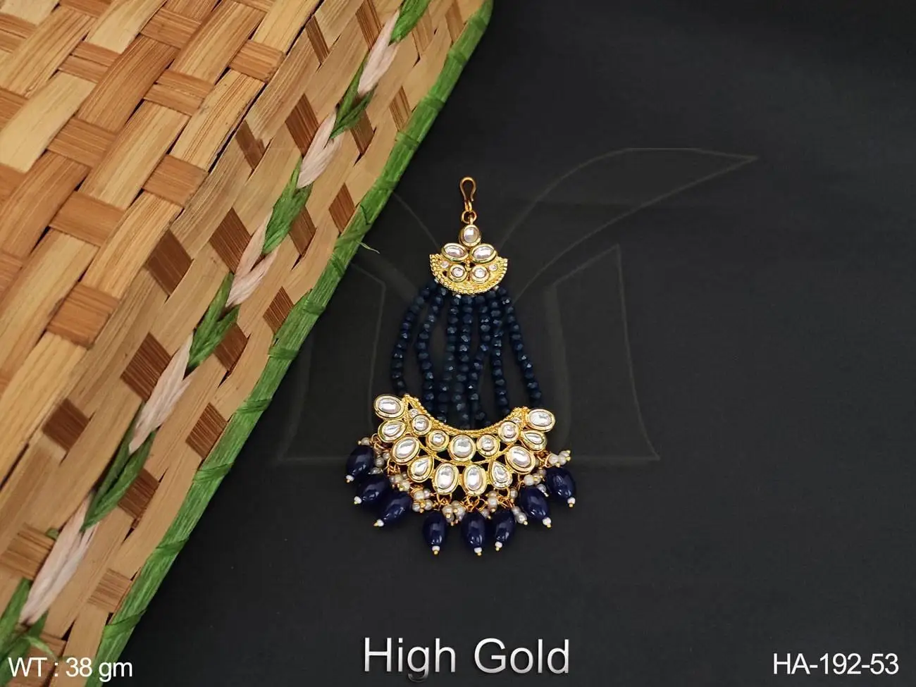 Designer High Gold Polish Beautiful Fancy Design Clustered Pearl Kundan Stones Kundan Jewellery Hair Accessories Jewelry Sets