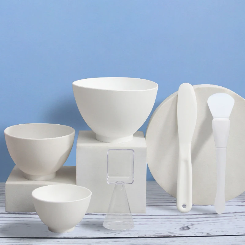 DIY Facial Mask Bowl and Brush Set Soft Glue 6Piece Set Silicone Home Made Diaphragm Regulating Bowl Spa Beauty Tools