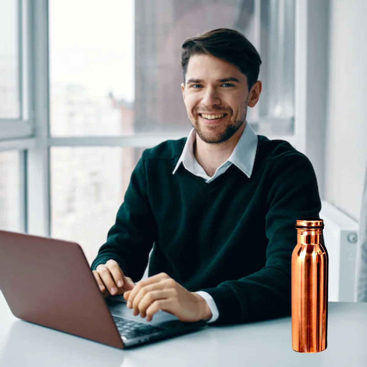 Best Wholesale Price Plain Copper Water Bottle 1000ml In Pure Copper Material water bottles