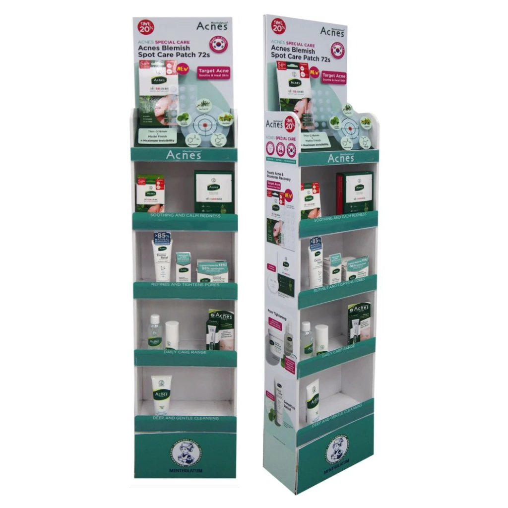 Custom Supermarket Cardboard Cosmetics Shampoo Shower gel Cleanser  Retail Display Stands Cardboard chips display Stand