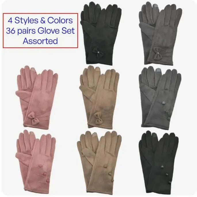 New Fashion Design Wholesale Elegant Winter Gloves for Women - Gloves Set | 36 Pairs
