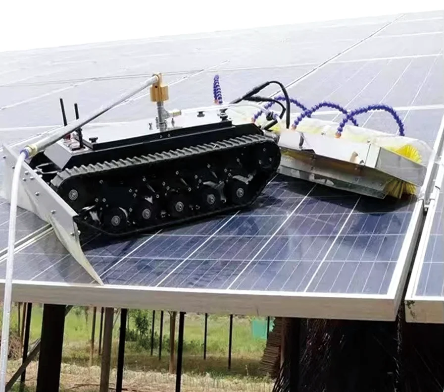 Wholesale Automatic Remote Control Track Photovoltaic Robot Cleaning Machine 3-4H 24V For Solar Plant