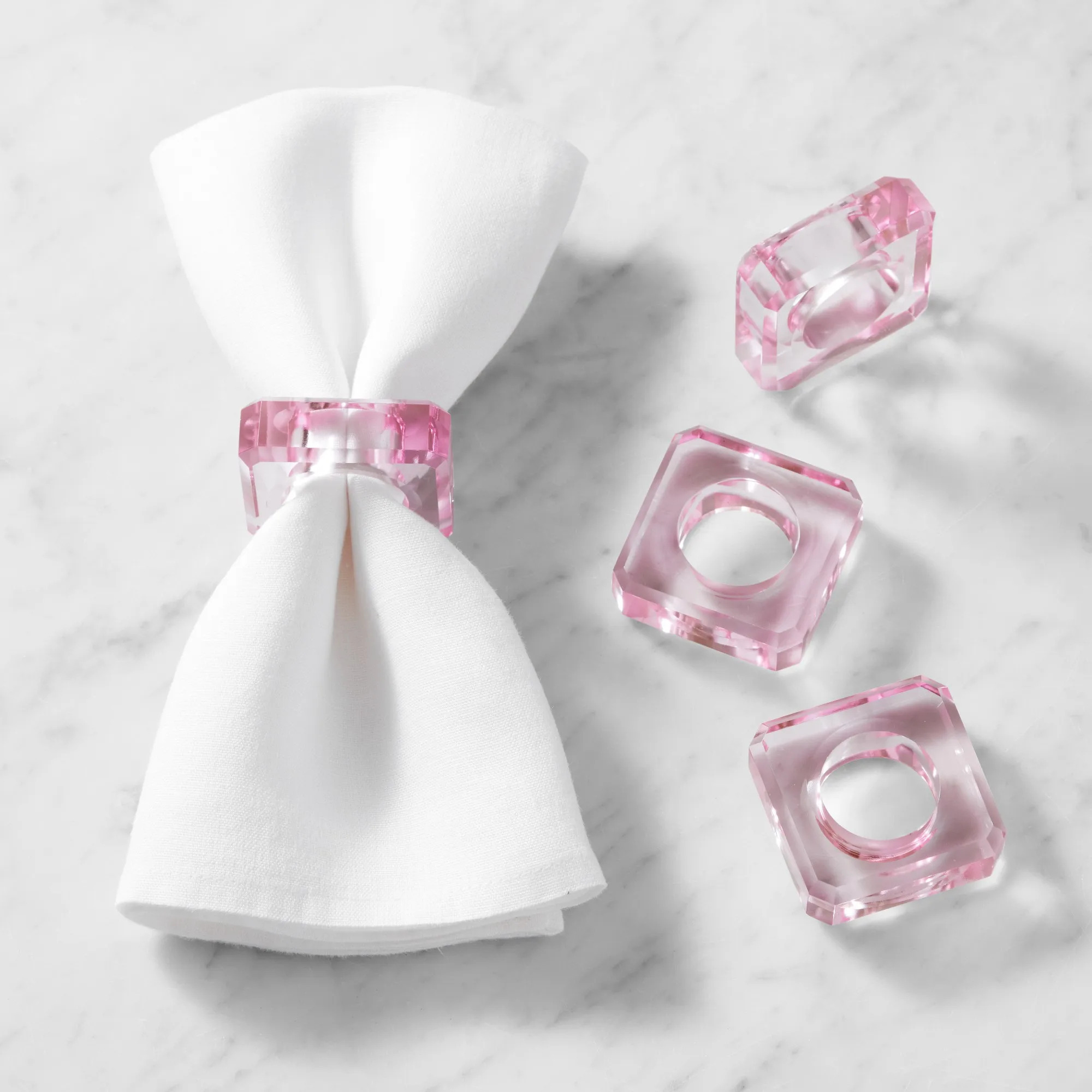 Red Acrylic Napkin Rings Polished Finish Wedding Party Table Decoration Napkin Holders Square Hotel Plexiglass Napkin Buckles