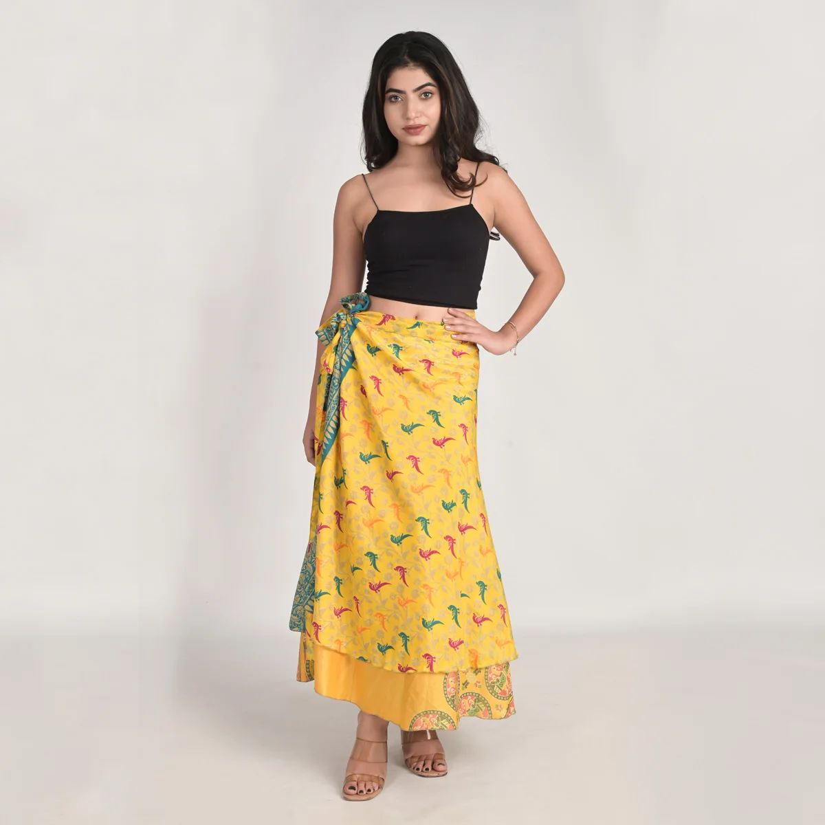 Wholesale of New Indian Sari Art Silk Maxi Skirt Bohemian Floral Hippie Boho Magic Wrap Skirts