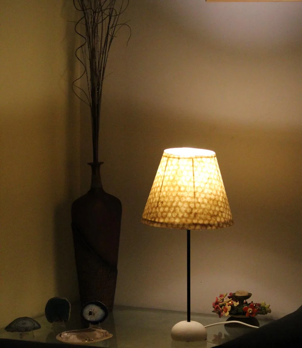 100% Hemp Fiber Organic Paper Together With Designed Lace Paper Purely Recycled & Handmade Cream Color Beautiful Lamp