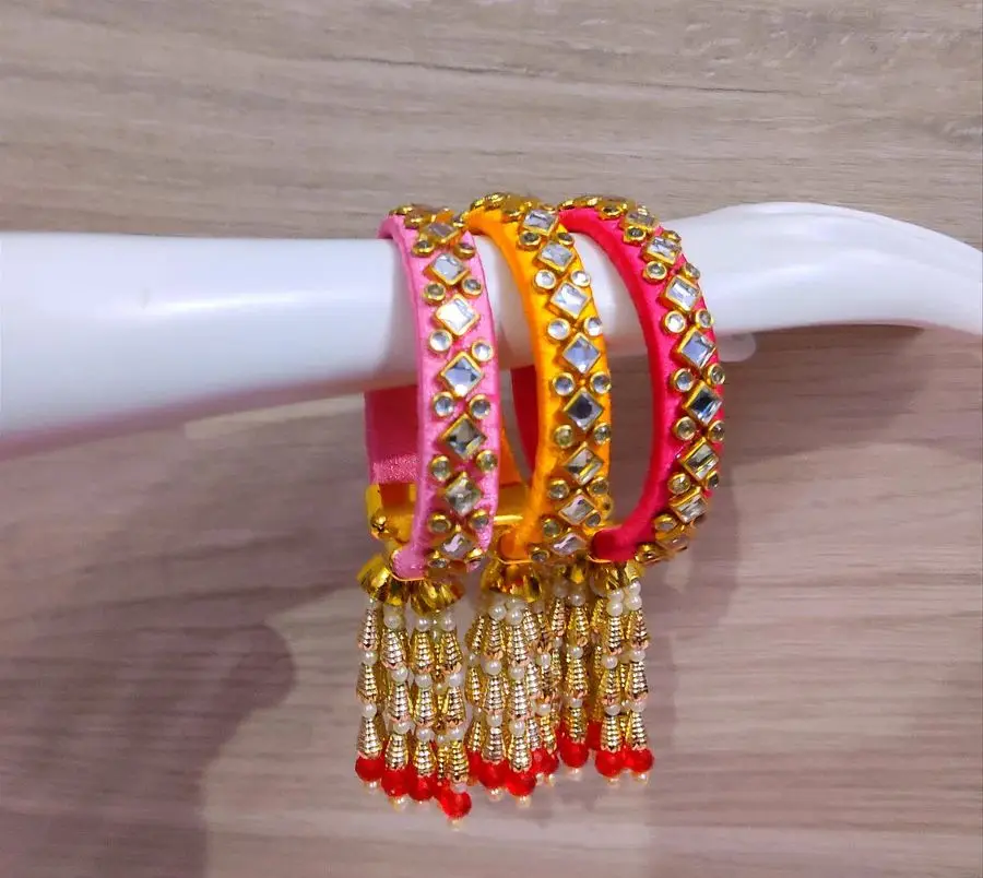 Indian Wedding Bangle Set with Stones & Pearl work Wedding bangles Indian Jewelry Bridal Bangles Wedding Navratri Bollywood