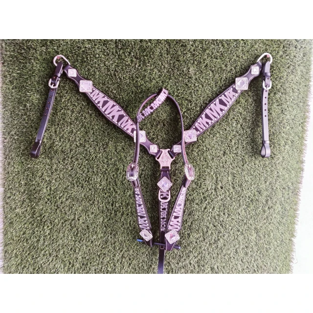 Genuine Grade Cow Leather Western Horse Headstall Breast Collar Set Portable Equestrian Bridle Horse Uses Economically Priced