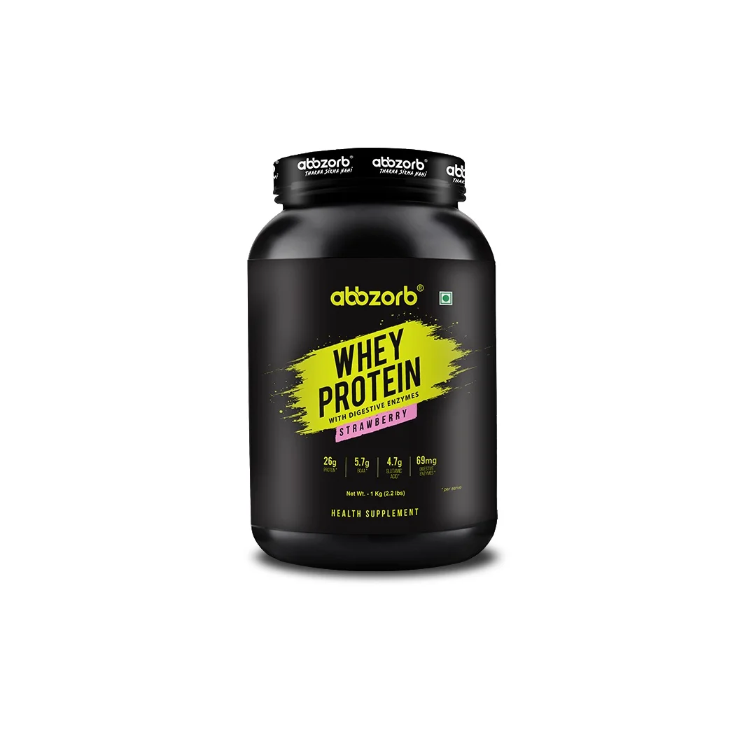 Buy Whey Protein Isolate Strawberry Flavour 1kg (29 Servings) with 26.22g Protein& Glutamic Acid For Muscles Growth Uses