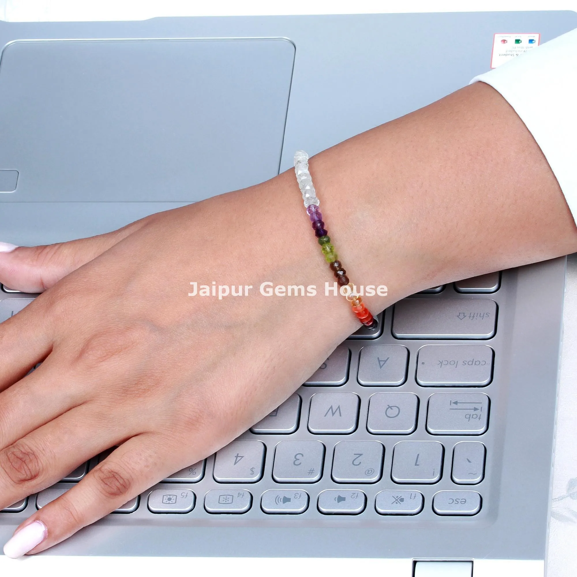 Rainbow Crystal Bracelet 9 Zodiac Sign Bracelet Natural Multi Gemstone Faceted Rondelle Beads Body Chakra Balancing Jewelry