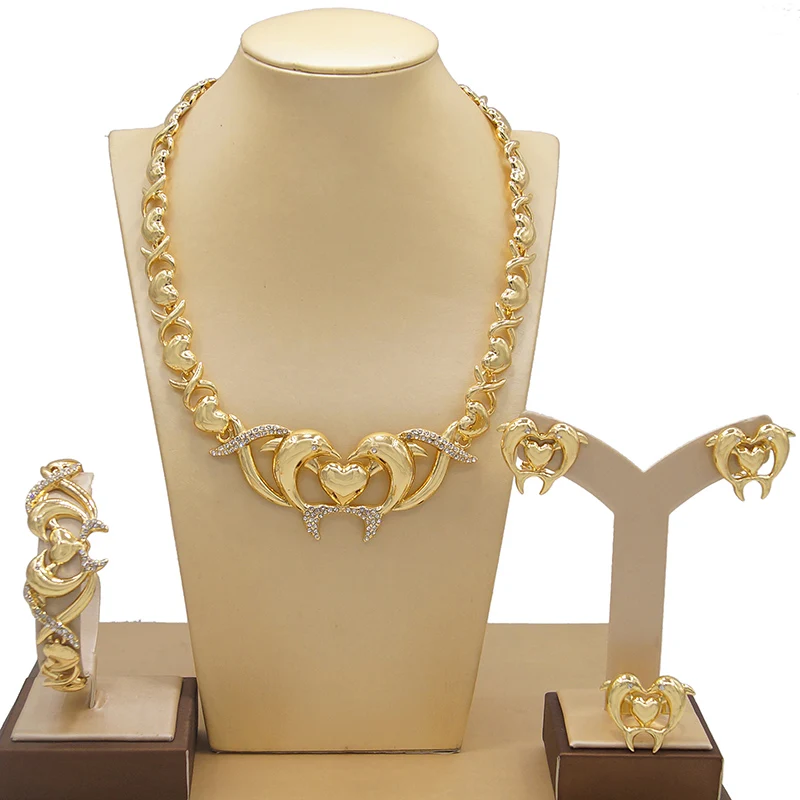 Zhuerrui Hot Style Dolphin I Love You Hugs And Kisses Jewelry Set XO Big Jewelry Sets 18K Gold-Plated Jewelry Sets Women X0049