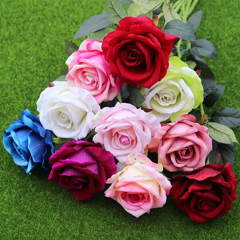 Low Price Decorative Artificial Flower Rose Artificial Single  Rose Flower White Rose for Wedding Home Decor