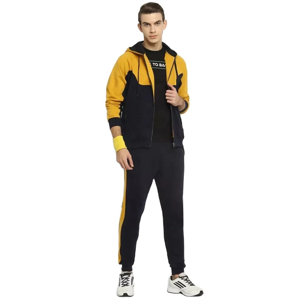 Jogger suit men tracksuit zipper cotton sweat suit sport men zip up sports wear tracksuit winter custom logo tracksuits for men