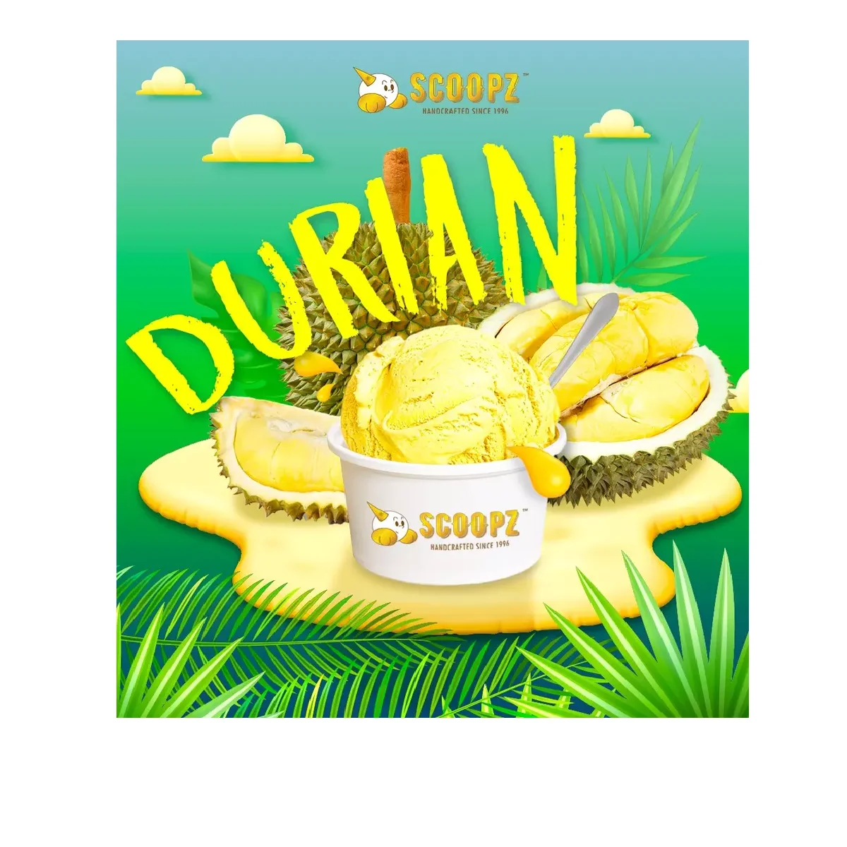 Hot Products Healthy Creamy Strong Fragrant Fruity 16oz Pint Handcrafted Smooth Instant Soft 100% D24 Durian Frozen Ice Cream