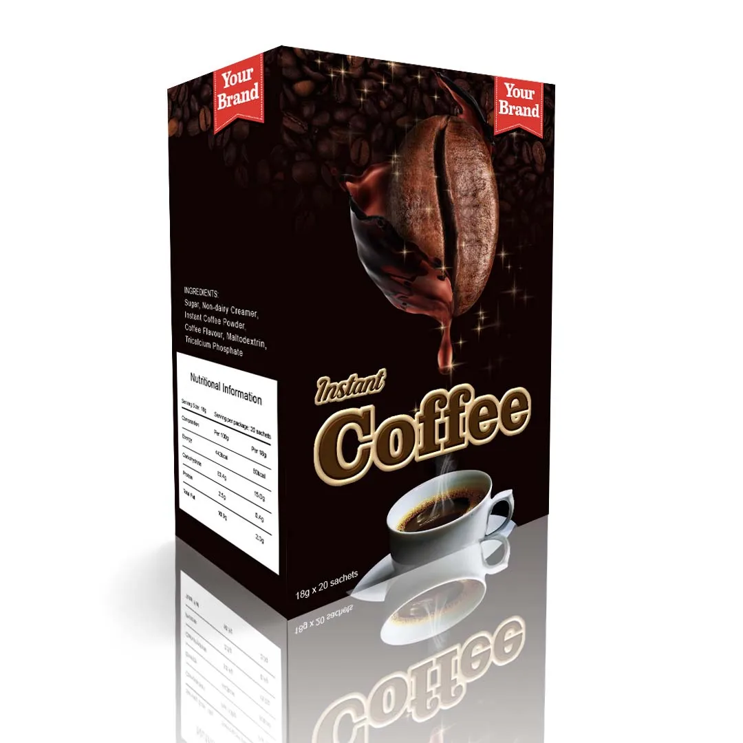 Malaysian-Made Best Quality Instant Coffee Powder Cream Flavored Box Packed in Simple Sachets OEM & ODM Services