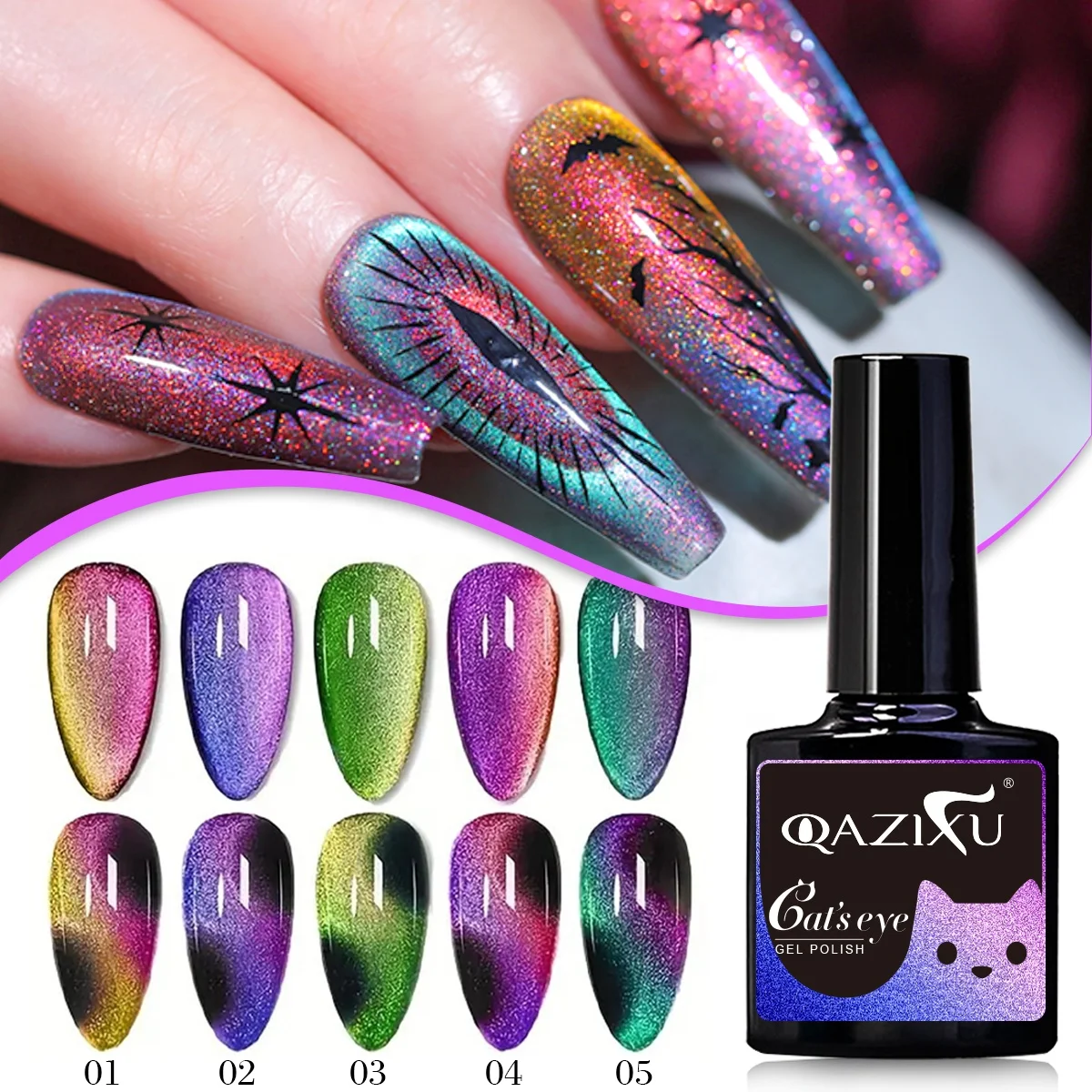 OEM ODM Super Greamy Galaxy Cat Eye Nail Gel Polish Soak off 10 ml Glass Bottle Private lambel free design