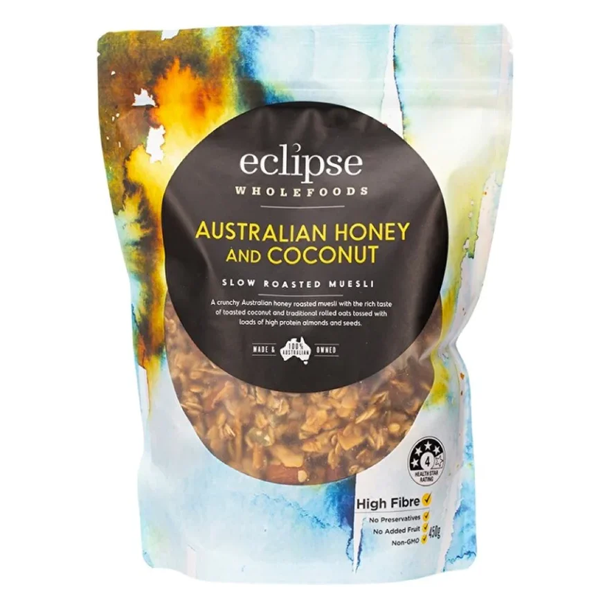 ECLIPSE Wholefoods-медленный жареный мюсли Австралийский мед и кокос-450 г
