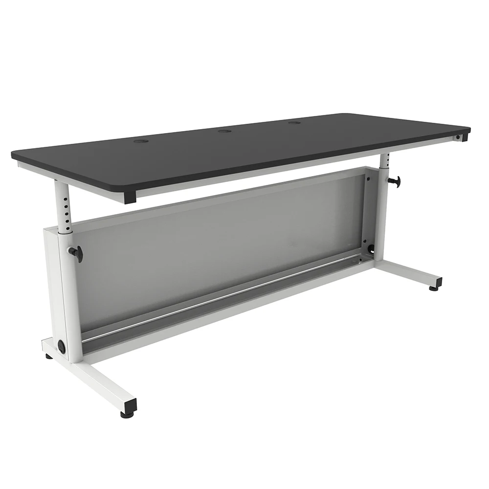 VersaDesk Deluxe Height Adjustable Computer Table Black Surface/ White Frame