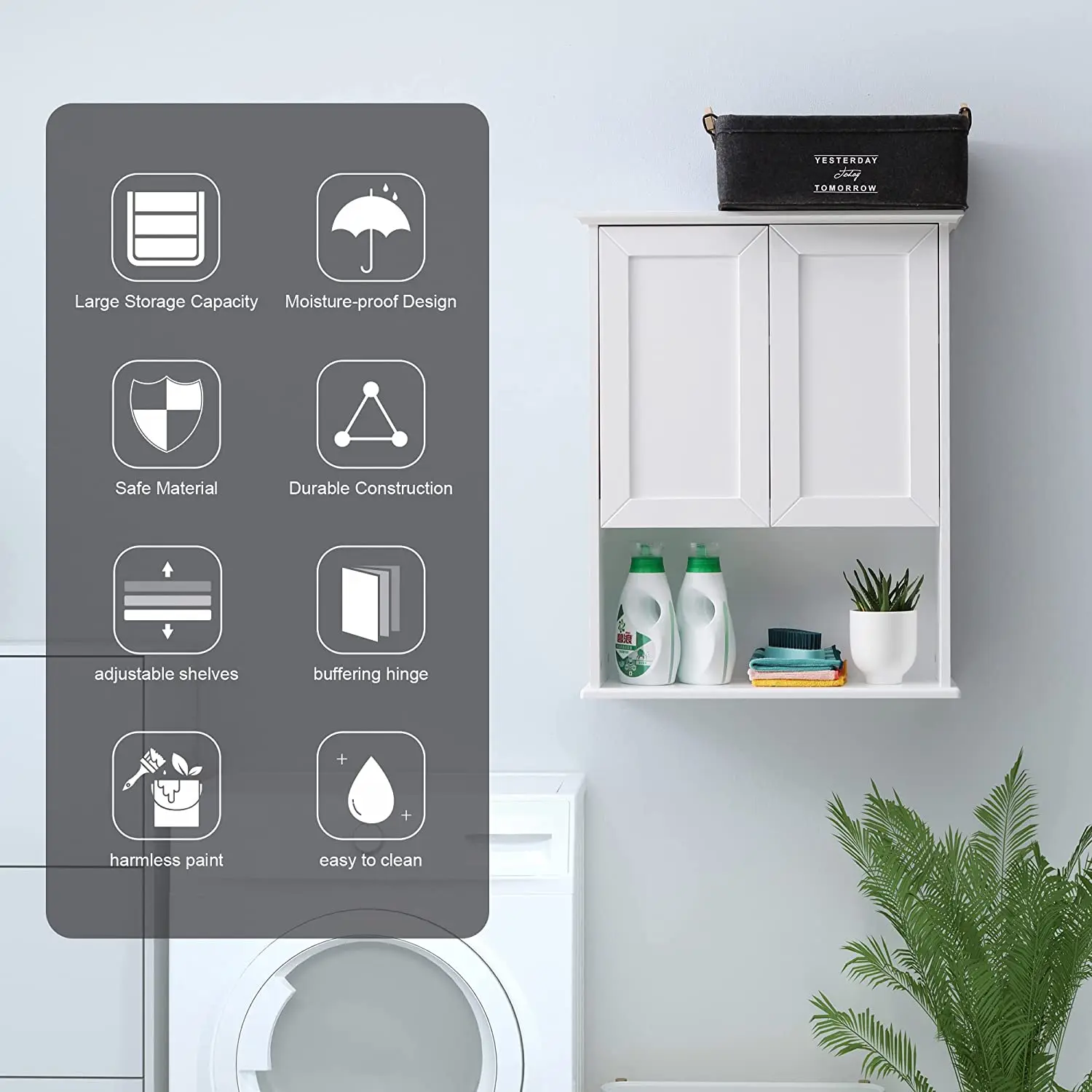 Classic Mini Wall Closet Cabinet Toilet Storage Wooden Scratch resistant Water Proof with Affordable Price