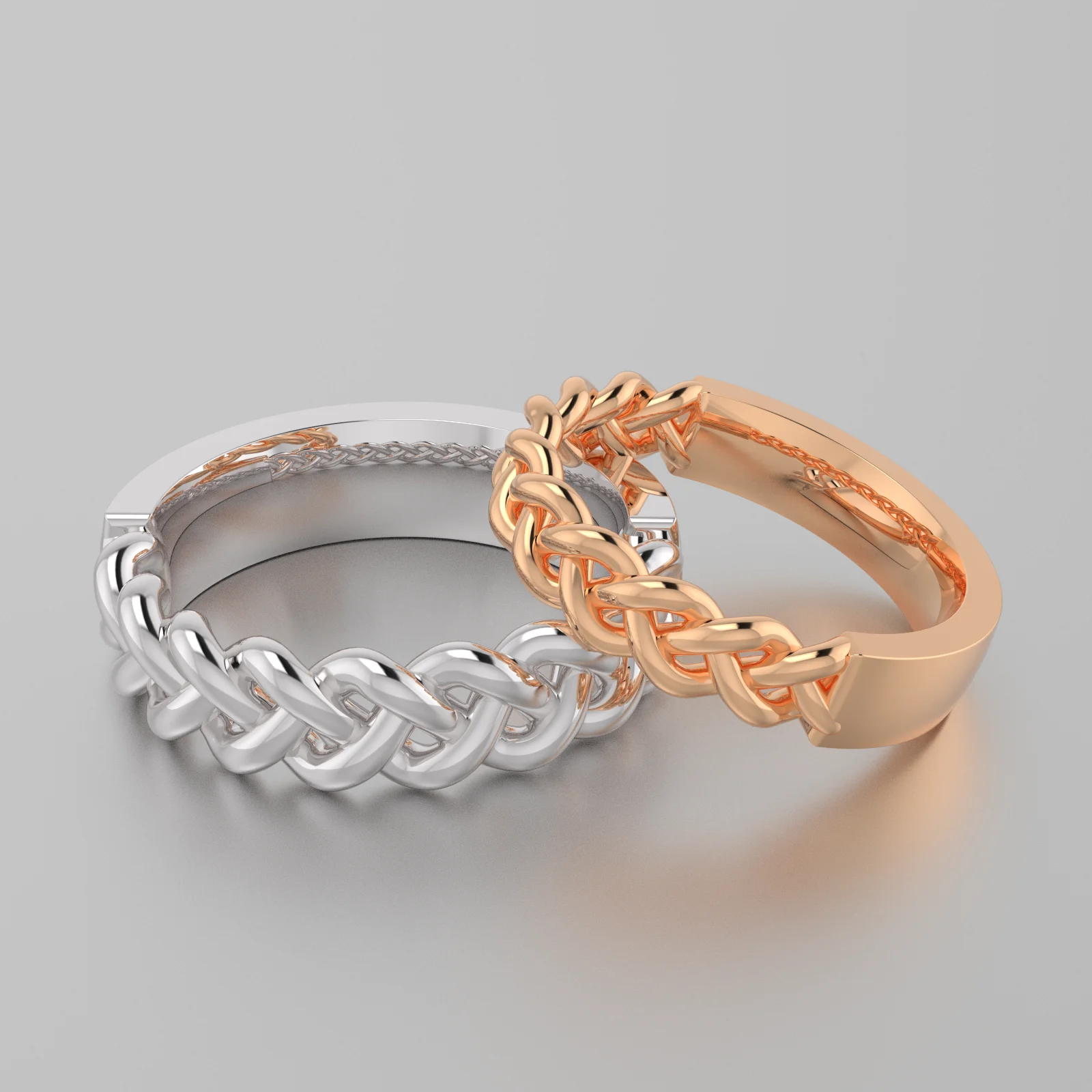 Couple Weaving Width 5mm 925 Sterling Sliver Rose Gold Plated Silver Ring 3.5mm Rings Anillo De Pareja Joyas Plata