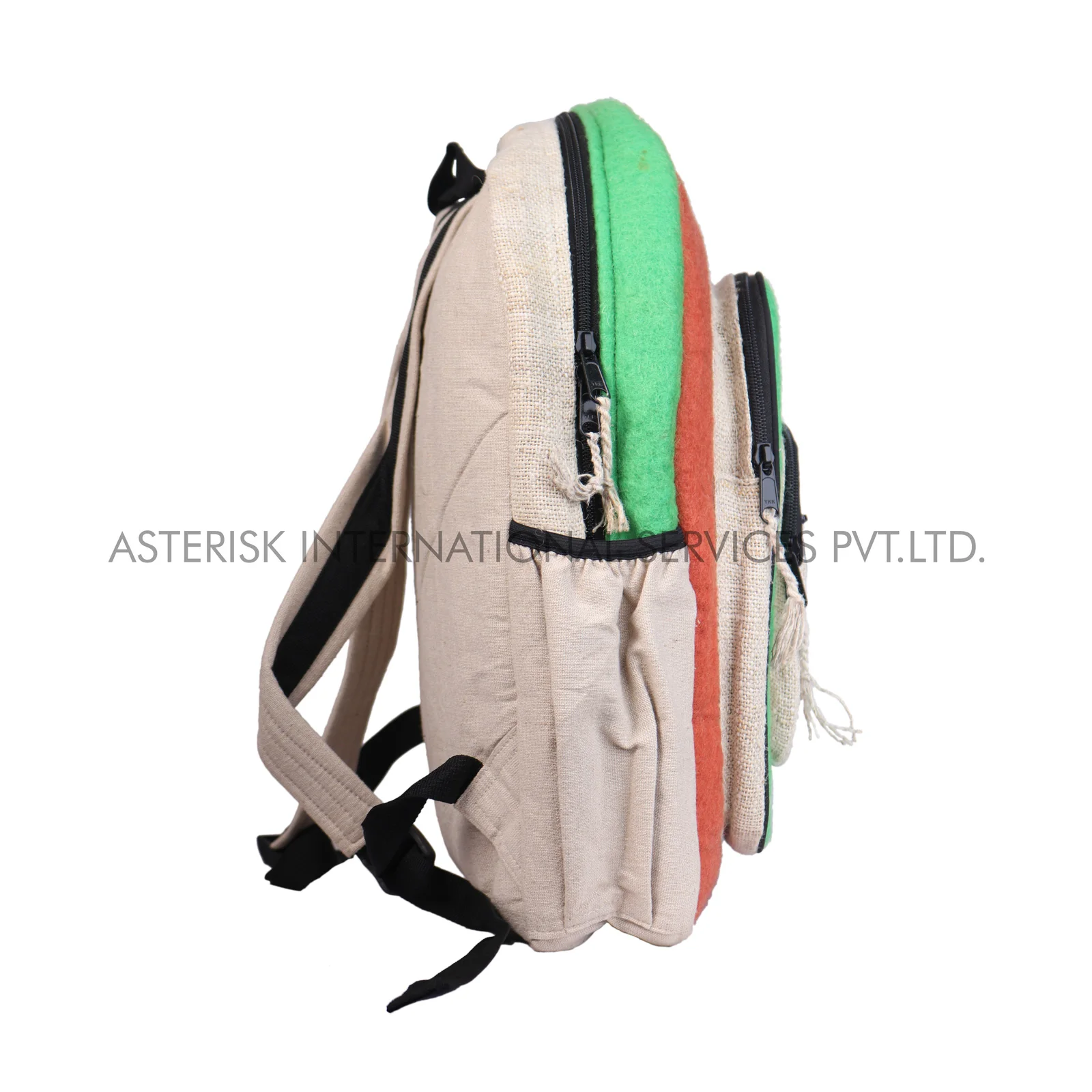 Natural Organic Handmade Hemp Backpack Ecofriendly Shoulder Hemp Bag Green Orange Beige Color Mixed Bag For Wholesale Nepal Made