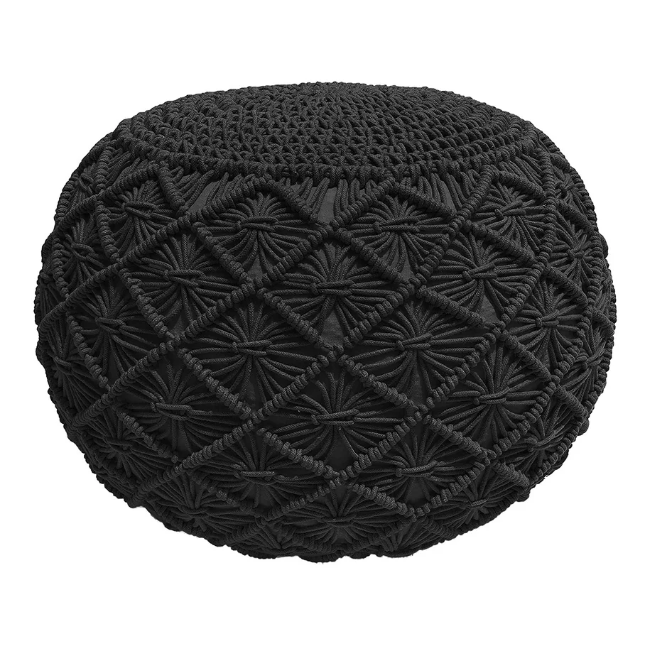 Handmade customized Square Sitting Pouf cover cotton macrame rope pouf cover Manufactured by India