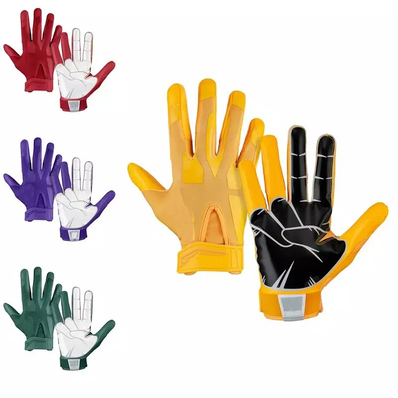 New Design Printed Style American Football Gloves Sticky Palm Wrist Covered For Adults With Customized Logo