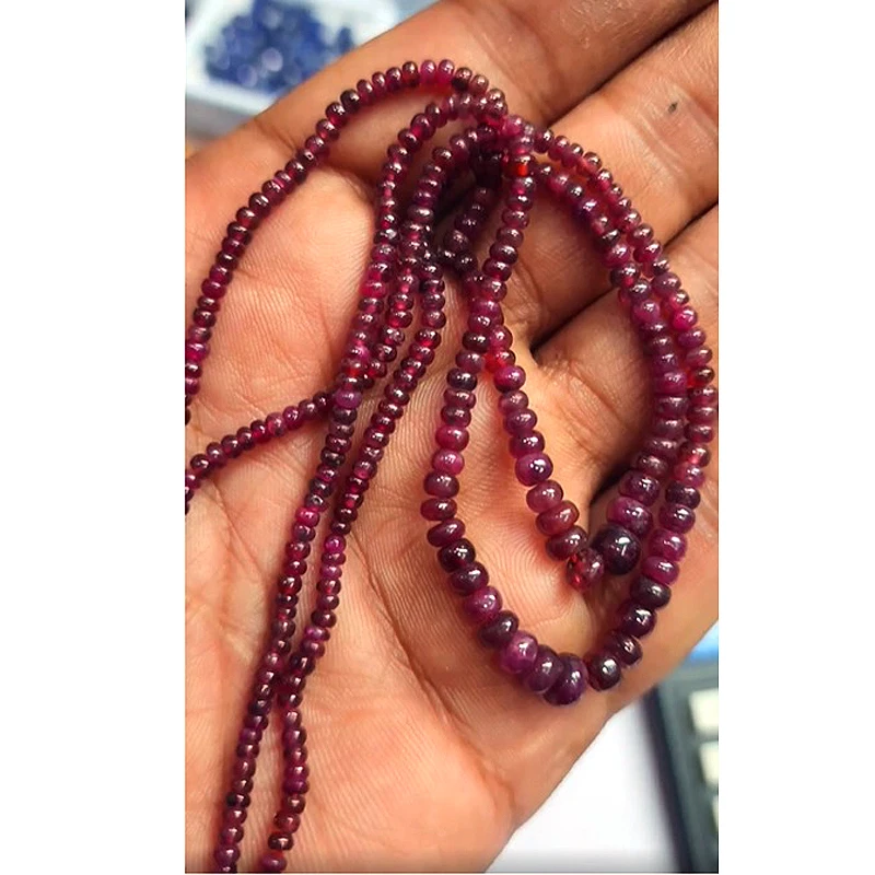 2 strands Natural Ruby 3-5mm rondelle smooth Beads 94 cts 15 inch length Iroc sales Wholesale Factory Price Latest beads US$61